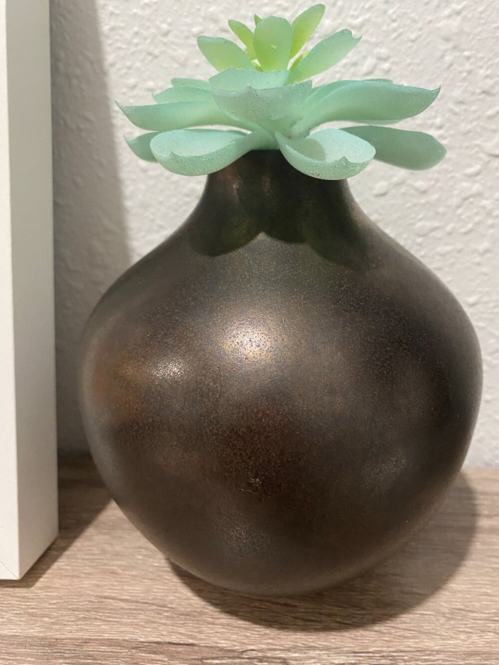 Crate & Barrel Rupee Vase Dark Metallic Brown Ceramic Modern Home Decor 9.5”